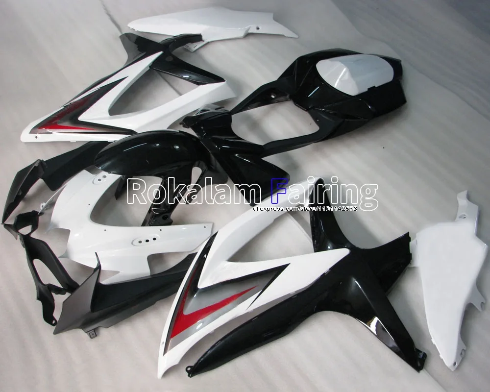 For Suzuki K8 Body Kit GSX-R600 GSX-R750 2008 2009 2010 GSXR600 GSXR750 08 09 10 Black White Fairings (Injection molding)