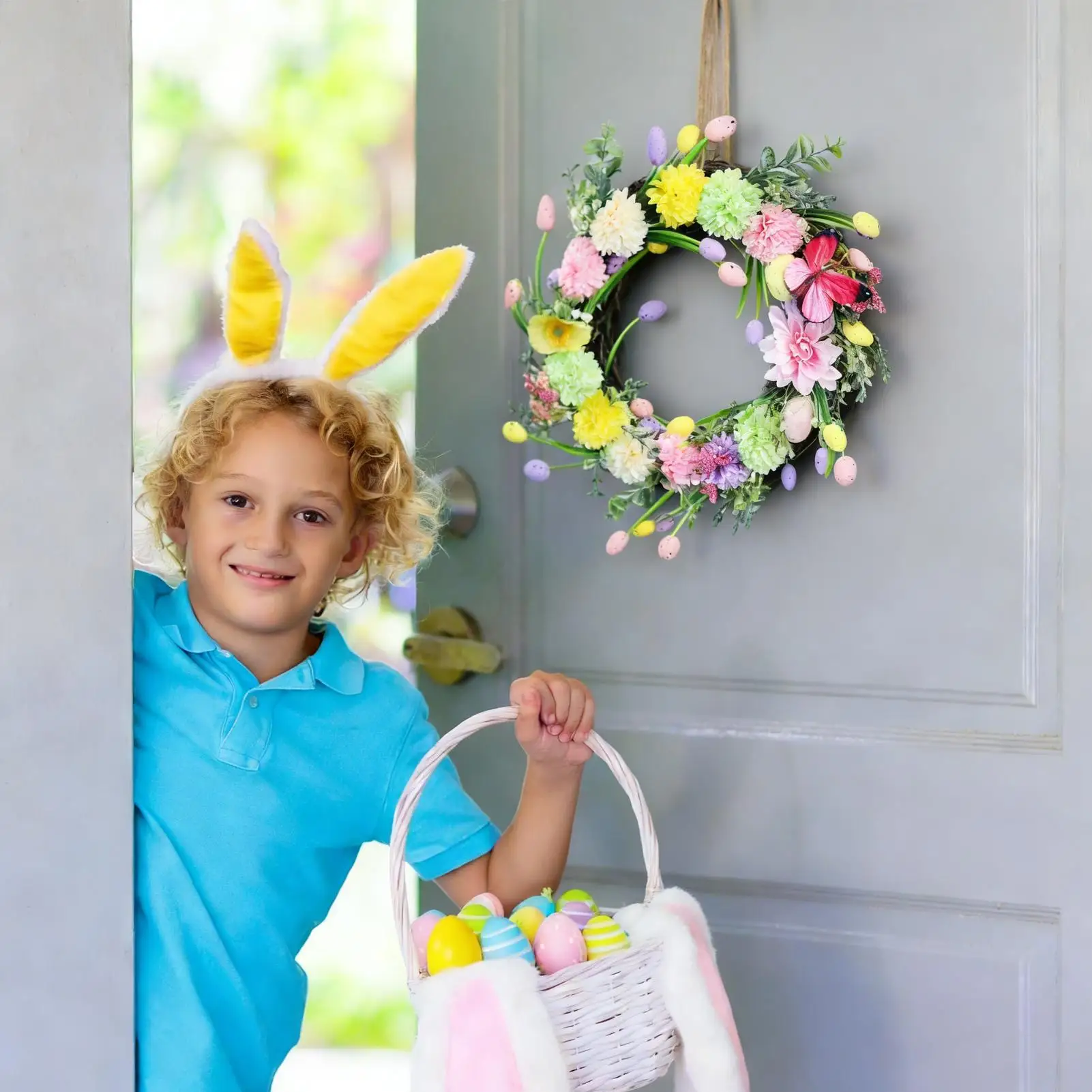 

Пасхальный венок 40 см, искусственный, милый, праздничный, весенний, для входной двери, для семьи, друзей, взрослых, мужчин, женщин, для дома на праздники