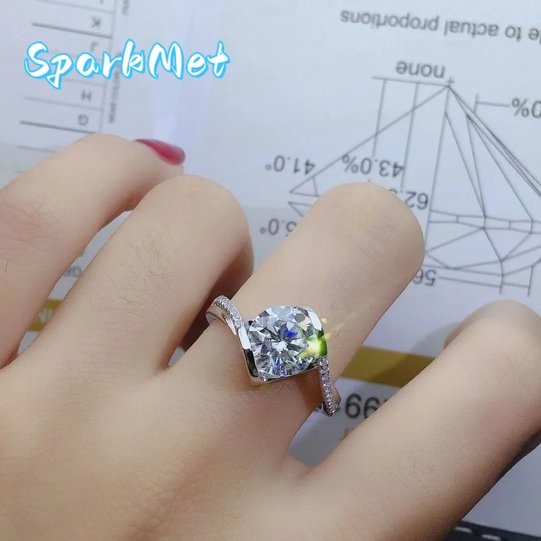 

Кольца Sparkmet Classic с муассанитом 1 карат VVS, не тускнеющие, из платины PT950, оригинальные, вечные свадебные украшения для женщин