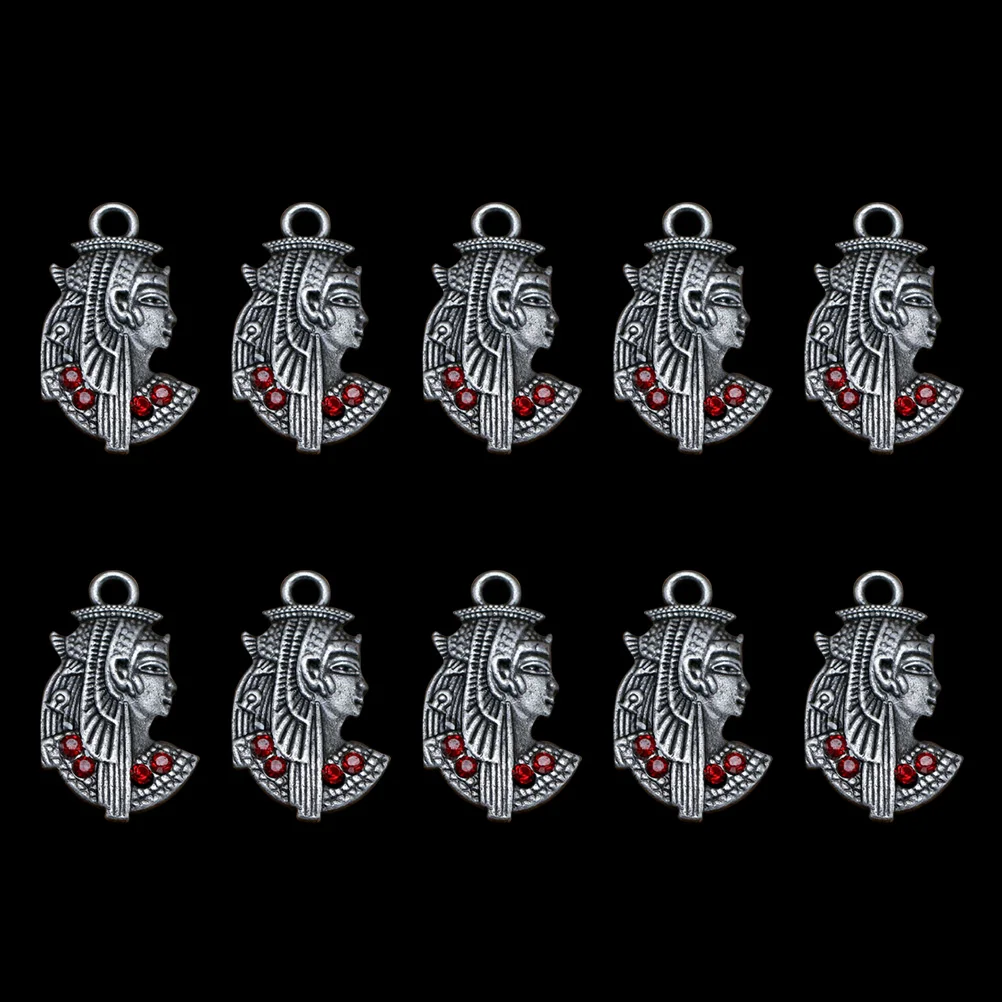 

10 Pcs Red Crystal Pendant Black Alloy Charm DIY Charms Jewelry Making Pendants