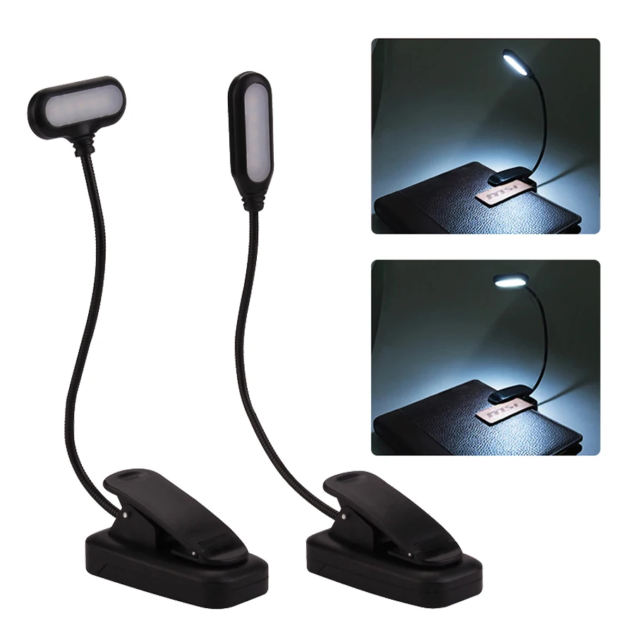 Mini LED Book Lamp Battery Powered Table Lamp Flexible Study Learning Clip-On Desk Lamp Portable Bedroom Reading Night Light