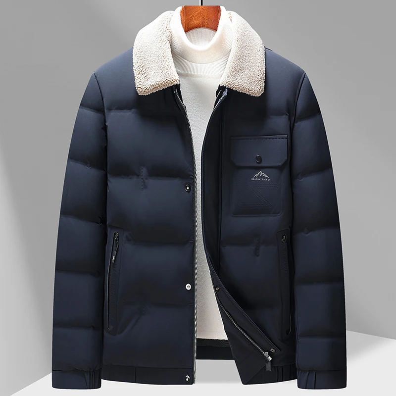 High Quality Men's Lightweight Warm Duck Down Jackets Autumn Winter Casual Fur Collar Puffer Coat Outwear Windproof Down Garment