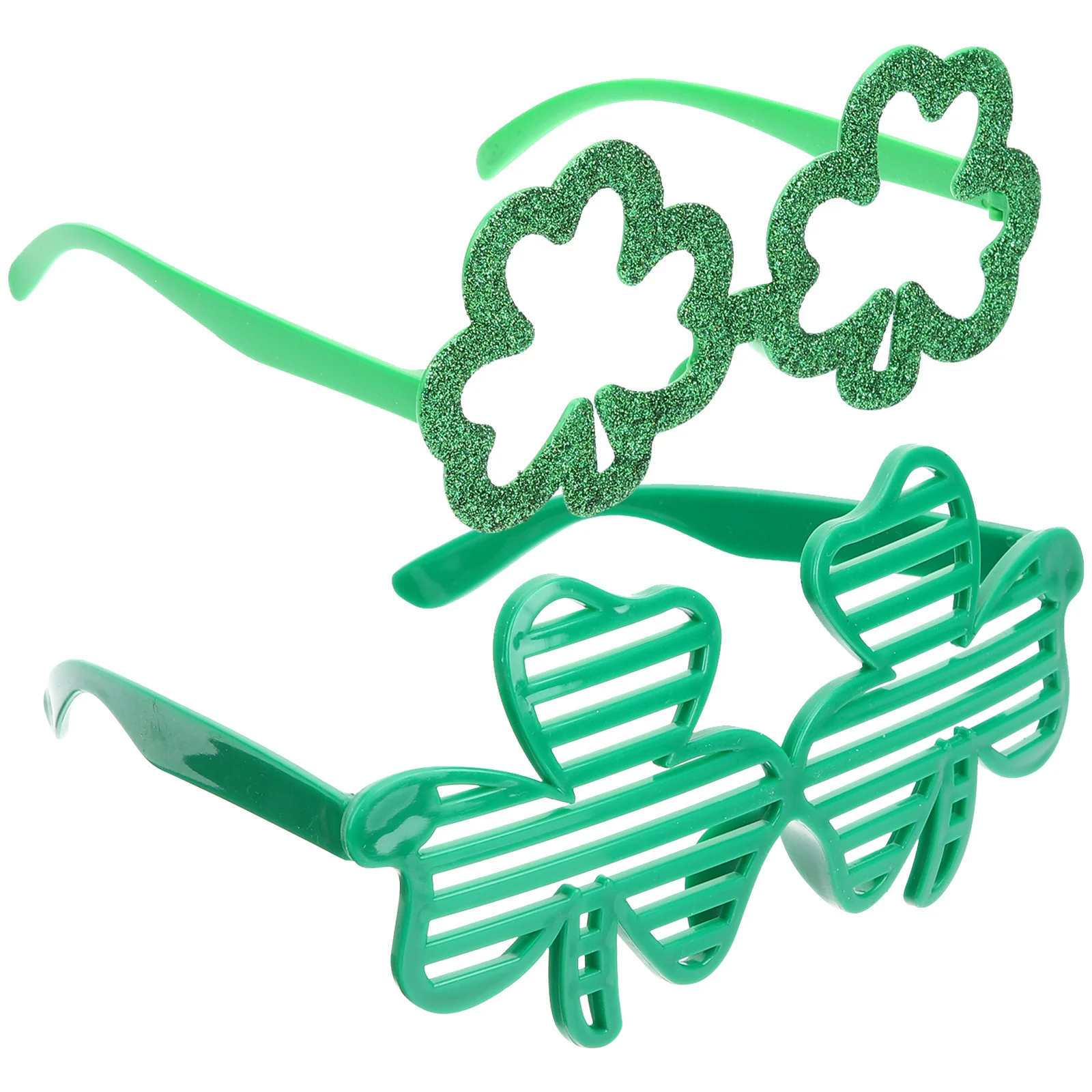 2 Buah Kacamata Clover Shamrock Aksesoris Irlandia Dekorasi Foto Festival Plastik Patty Day St. Patricks