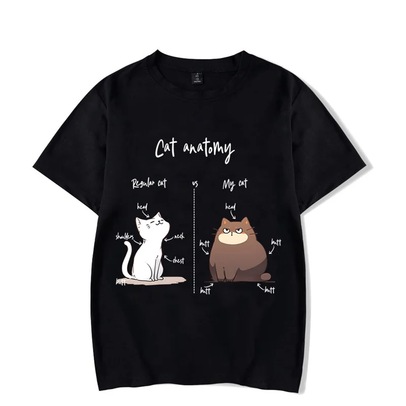 Camisetas con estampado de Anatomía de gato para hombre, divertidas camisetas de manga corta de gran tamaño, 2024