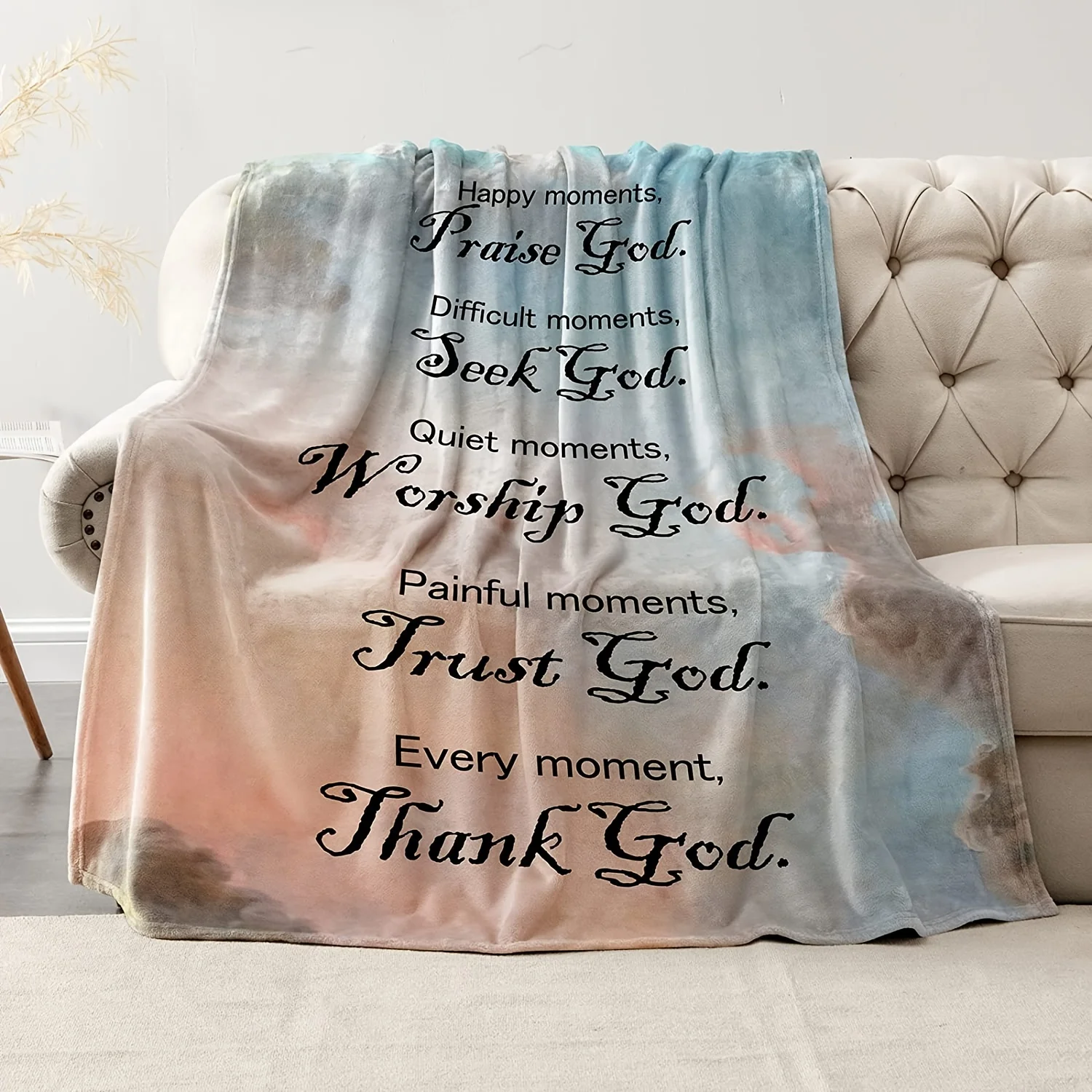 Soft and Cozy Christian Blanket with Inspirational Bible Verses and Prayers - Perfect Gift for Women and Catholic Faithful