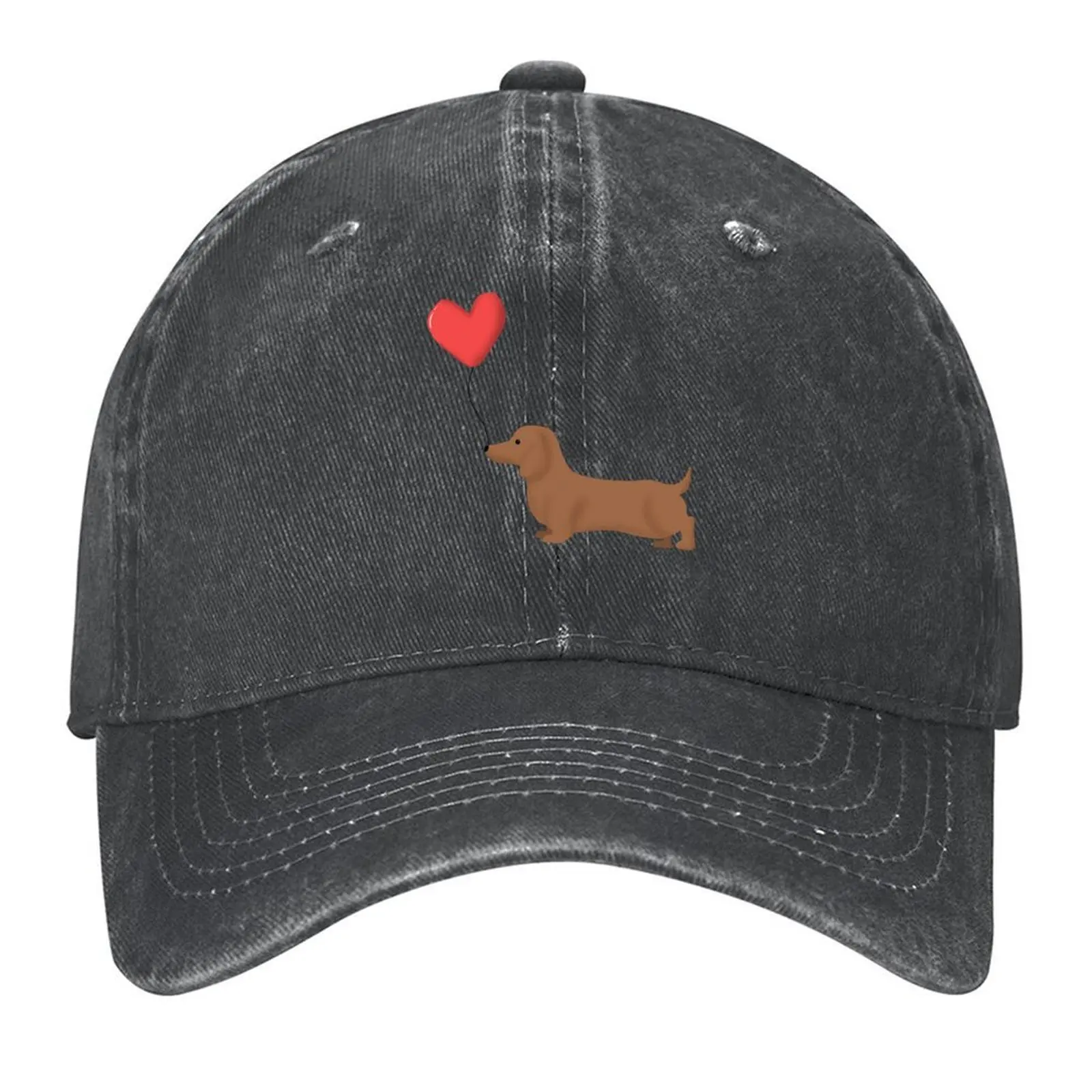 

Sausage Dog Holding a balloon Baseball Cap Sun Cap Luxury man cap Visor Luxury Hat Men's Hats Women's