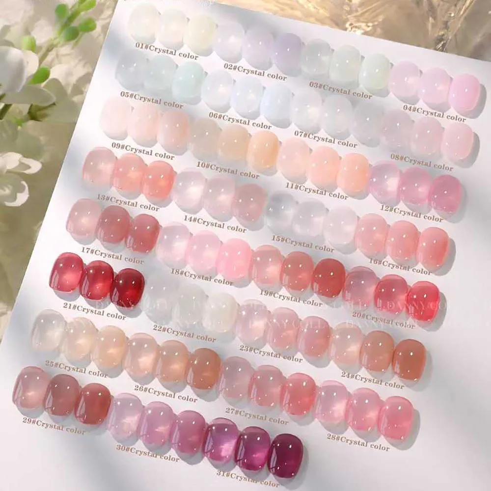 Jelly Gel Polish Set mit Farbkarte Transculent Gel Cat Eyes Gel Nagellack UV LED Gel Sirup Nagelgel Kit Nail Art 15 ml