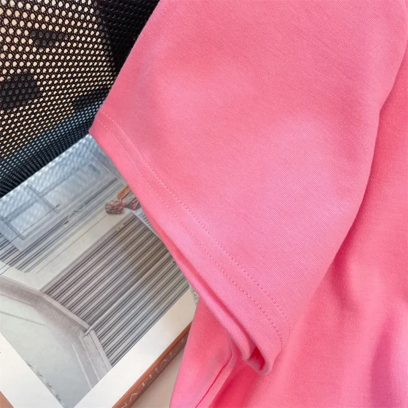 DAYIFUN-Pink Short Sleeved T-shirts for Women Kawaii 3D Rabbit Design Chic Hong Kong Style Loose Tops Versatile Tees Summer