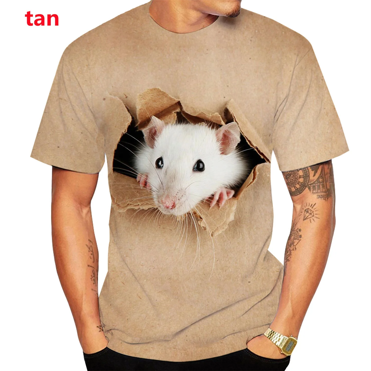 Men Fashion Print Rat T-shirts 3D Animal Harajuku Street Style Short Sleeve Unisex Cool T Shirt