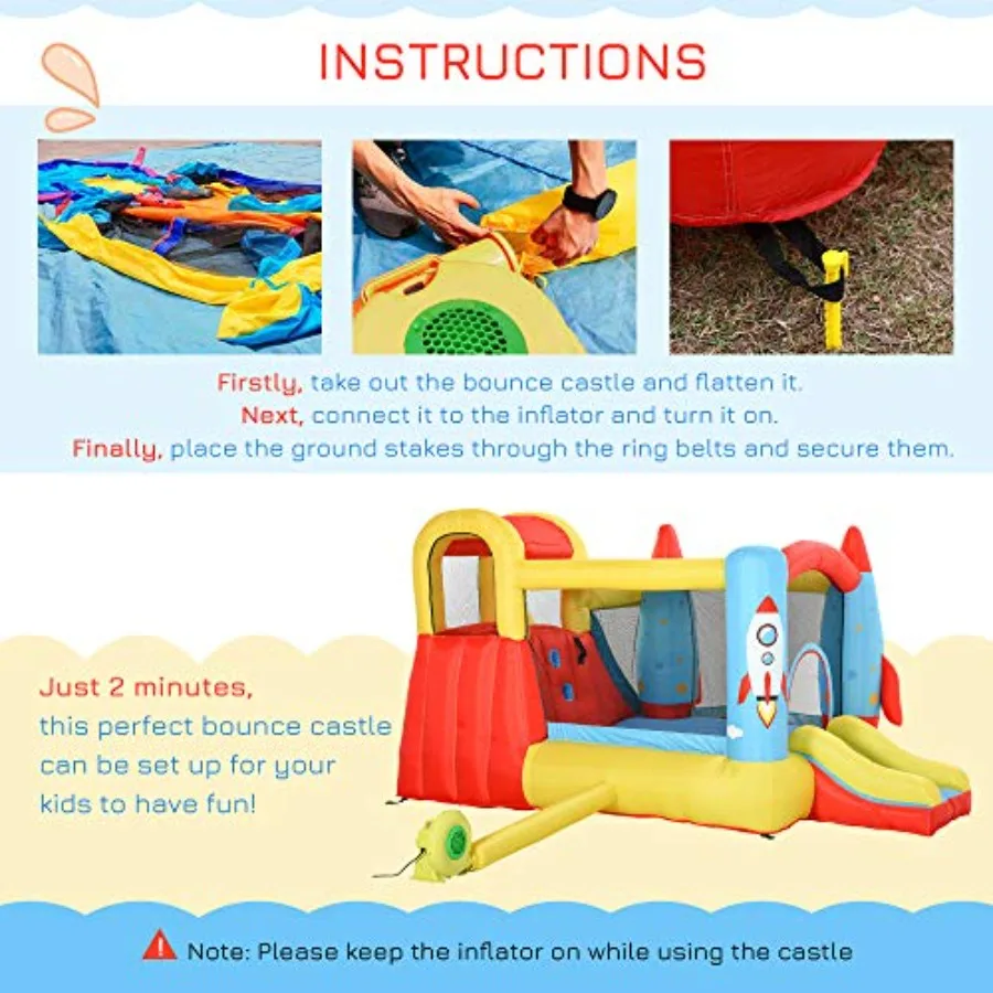 Casa de salto infantil, castelo de salto inflável com corrediça de água 4 em 1 com 2 slides, parede de escalada, trampolim e piscina de água A