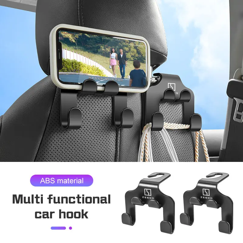 

For Zeekr 001 MIX 009 007 Zeekr X 7X Double Car Seat Headrest Hook ABS Auto Rear Seat Hook Hanger Umbrella Organizer Accessorie