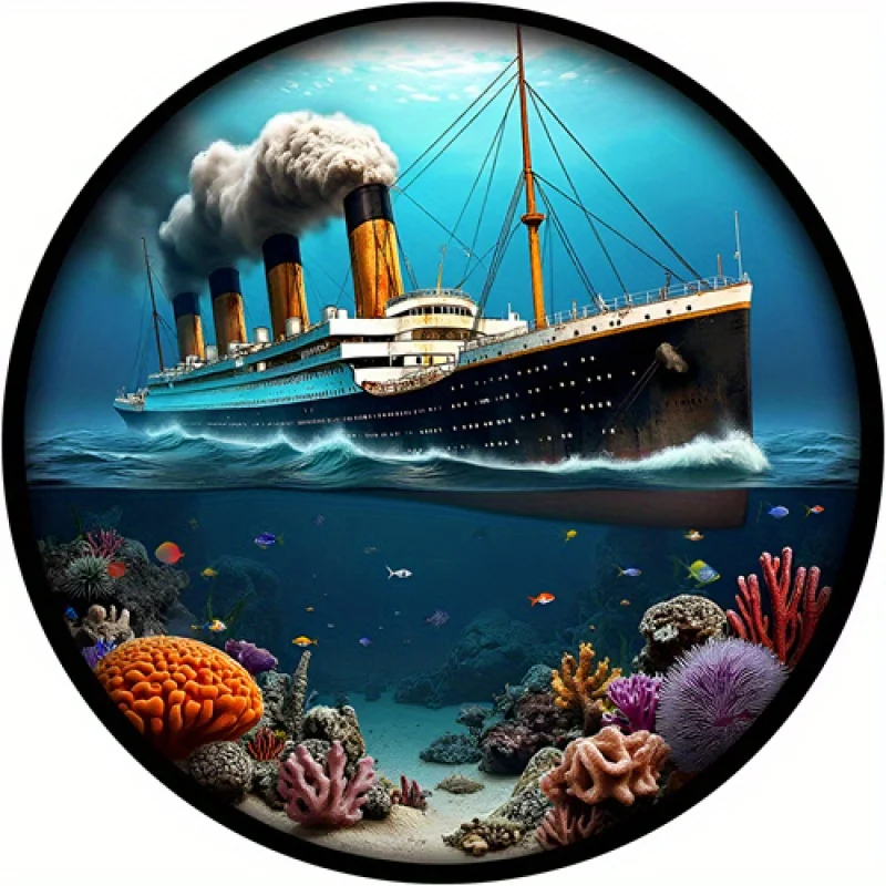 Letrero Metálico del RMS Titanic de 8 Pulgadas, Arte Náutico Vintage para Bar o Cuarto de Hombre, Réplica Duradera en 2D del Transatlántico