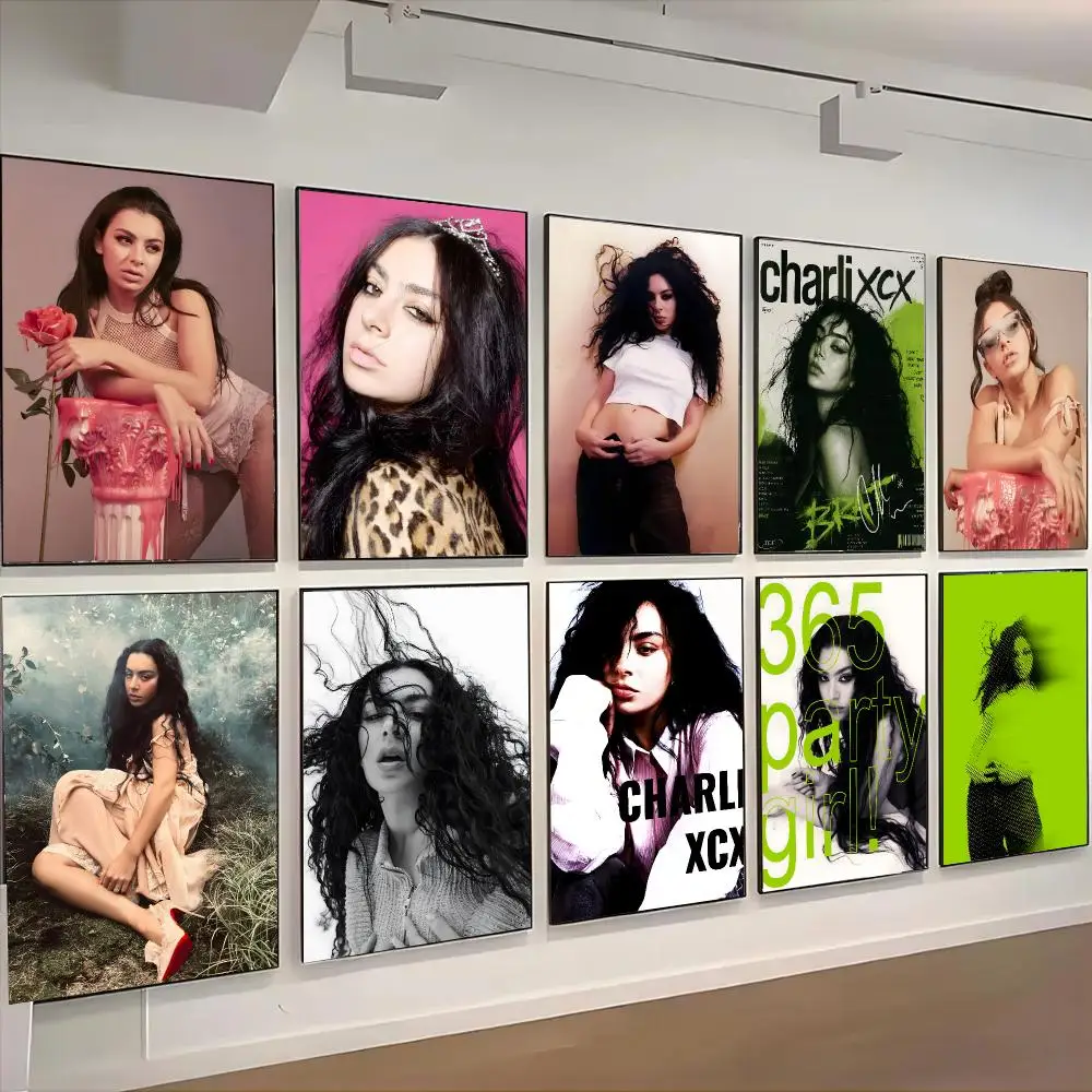 Charli XCX Singer Music Poster Self-adhesive Advanced Aesthetic Printing Paper Wall Art for Living Room Home Decor