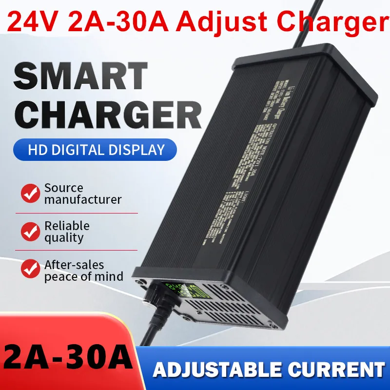 

24V 2A to 30A adjust charger LCD 7S 8S 29.4V 29.2V lipo lifepo4 GEL AGM lead acid battery golf cart electric wheelchair forklift