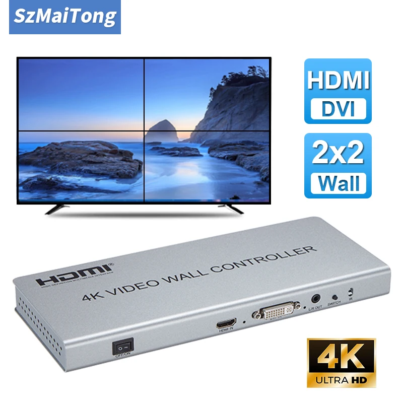 

4k 2x2 HDMI TV Video Wall Controller 1x3 1x4 3x1 4x1 HDMI DVI Video TV Screen Stitching Processor Splicer For PS2 TV