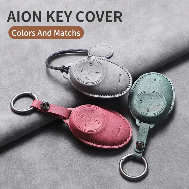 Leather Car Key Fob Cover Shell For GAC AION S V Y LX Plus Smart Key Case Auto Accessories 2023 2024 2025 Keychain Holder