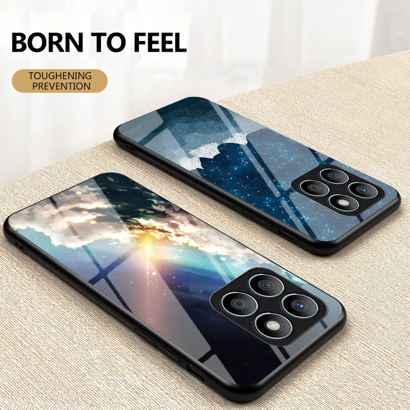 Honor X8B LLY LX1 LX2 LX3 Case Starry Grain Tempered Glass Hard Back Cover Phone Case Silicone TPU Bumper for Honor X8B HonorX8B