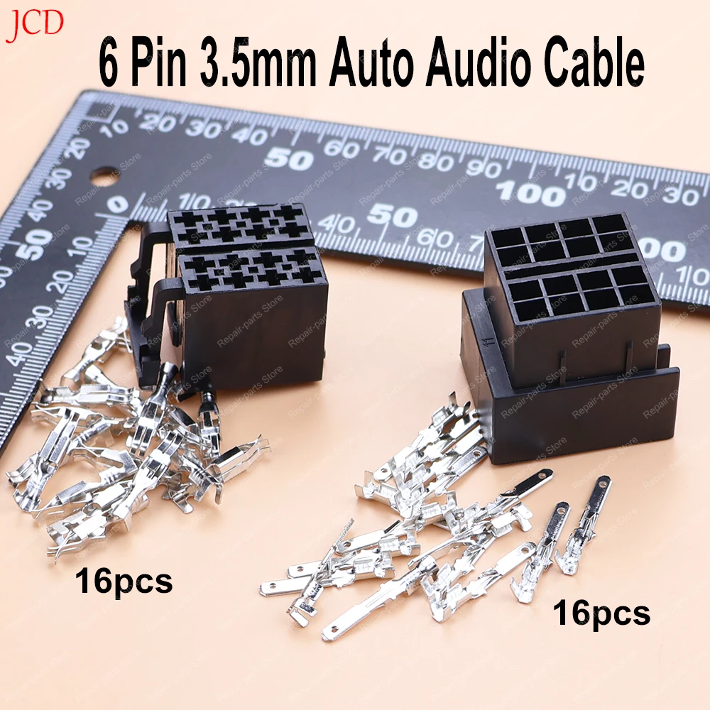 JCD 2-10pcs For Volkswagen VW Bora 16 Pin 3.5mm Auto Audio Cable Socket Automotive ISO Wire Plug Female Male Connector