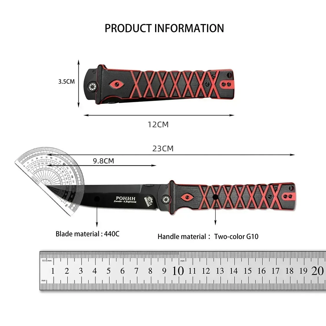 HOKC Series Katana Folding Knife 440C Blade G10 Handle Hunting Cutting Camping Knives Outdoor EDC Survival Tactical Tools