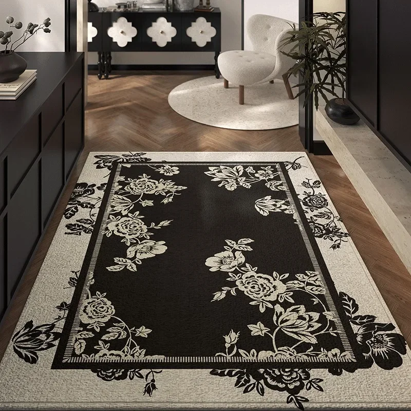 

Modern Luxury Entrance Door Mat Retro Flower Non-slip Living Room Carpet Large Area Easy Clean Rug Bedroom Bedside Floor Mat 러그