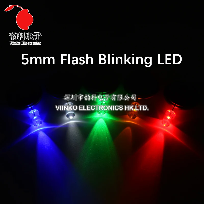 50pcs 5mm White Green Red Blue Yellow Light-Emitting-Diode Automatic Flashing LED Flash Control Blinking 5 mm LED Diode 1.5HZ