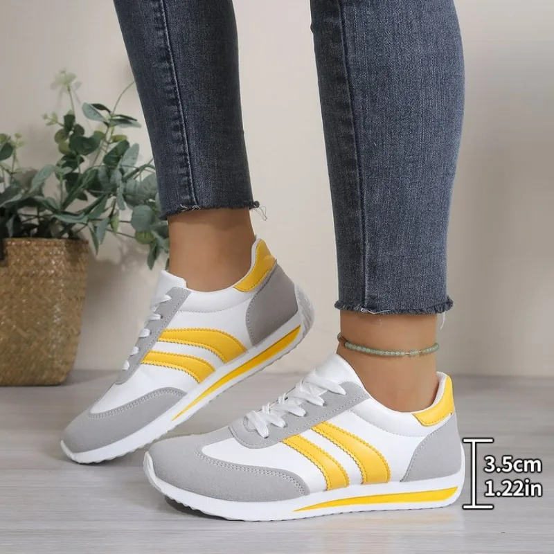 Womens Lightweight Comfortable Lace up Fashion White Sneakers Casual Versatile Daily Walking Shoes for Outdoor Indoor view 5