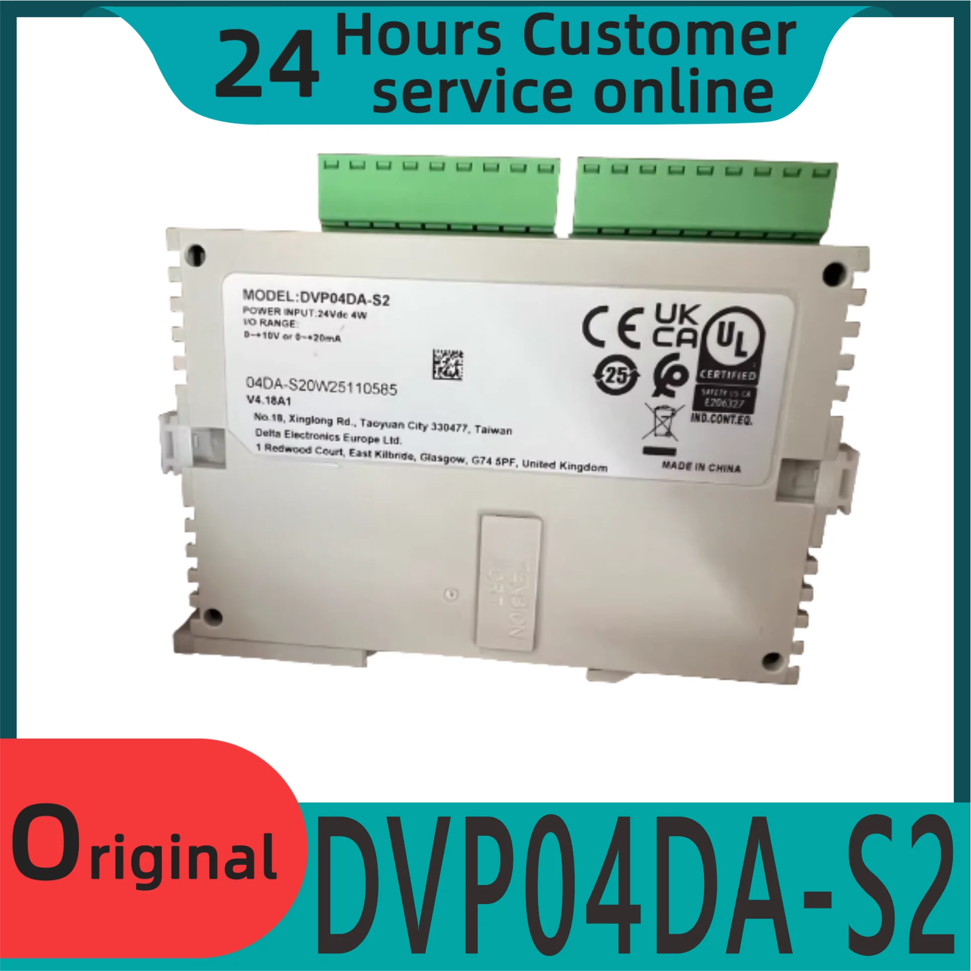 New Original Dvp04da S2 Plc Analog Input Module