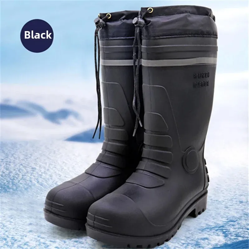 شتاء دافئ مقاوم للماء صوف مبطن في الهواء الطلق سلامة العمل عاكس الألغام عامل الجوارب الركبة عالية كعب منخفض جولة تو حذاء رجالي