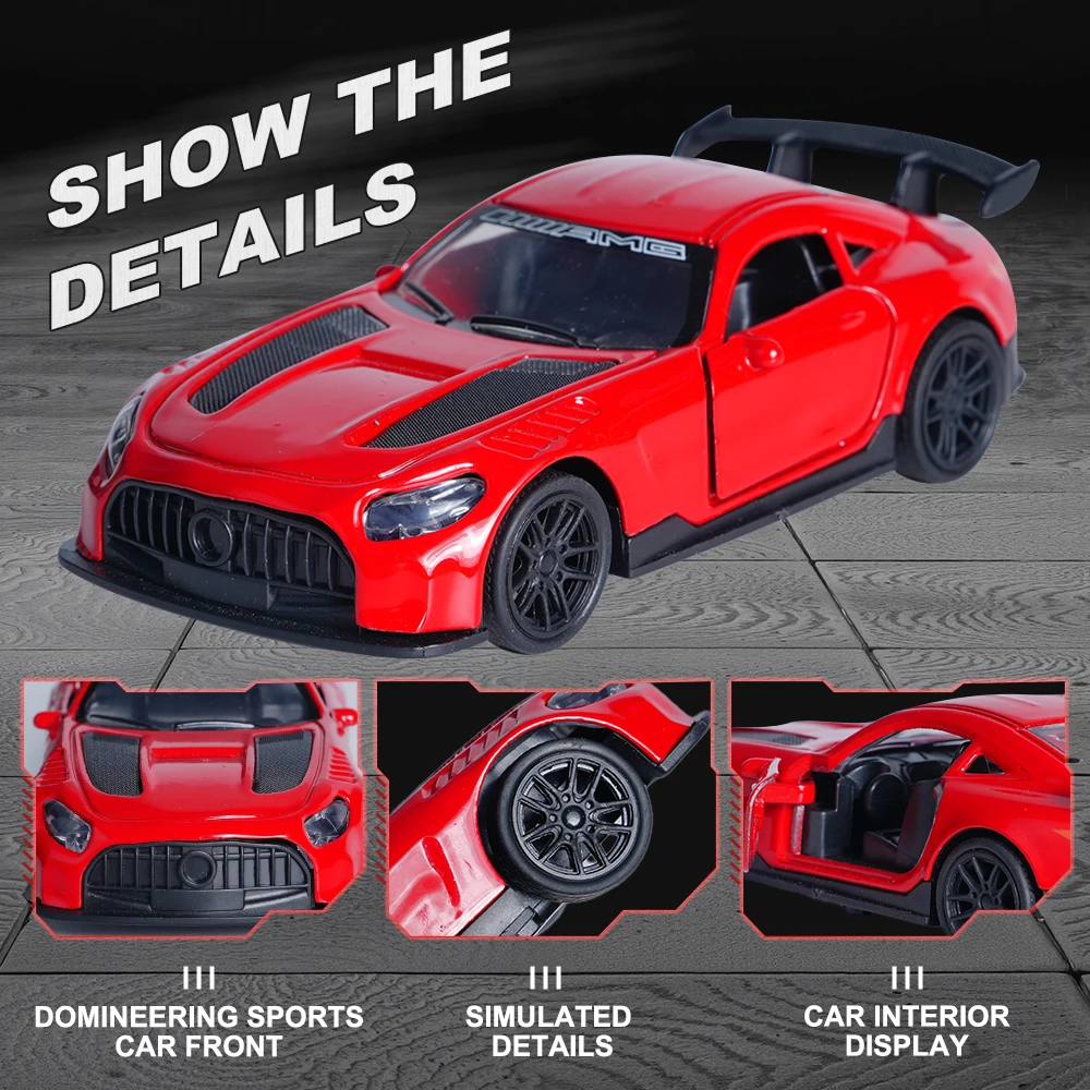 1:43 Modello di auto sportiva in lega rossa, le porte possono aprire, dettagli squisiti di testa, ruote, ecc., amante della collezione di modelli di auto giocattolo/chri
