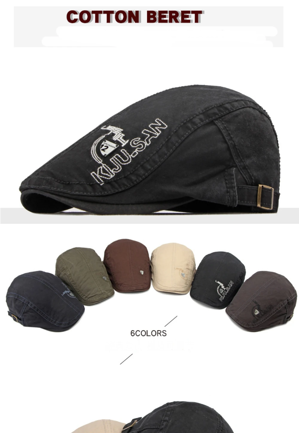 HT4636 Baskenmützen 100% Baumwolle Frühling Sommer Mütze für Herren Damen Künstler Maler Baskenmütze Herren Damen Ivy Flat Cap Verstellbare Baskenmütze – Detail 1