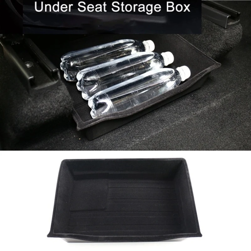 For Tesla Model Y 2021 Under Seat Storage Box High Capacity Organizer Case Car Interior Accessories, ABS+Flocking