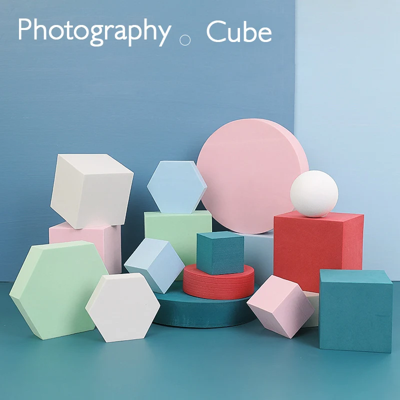 Set of 8 Pieces Photography Props Polymer Foam Cubes Jewelry Cosmetics Toy Shooting Posing Photo Studio Accessories Fotografia