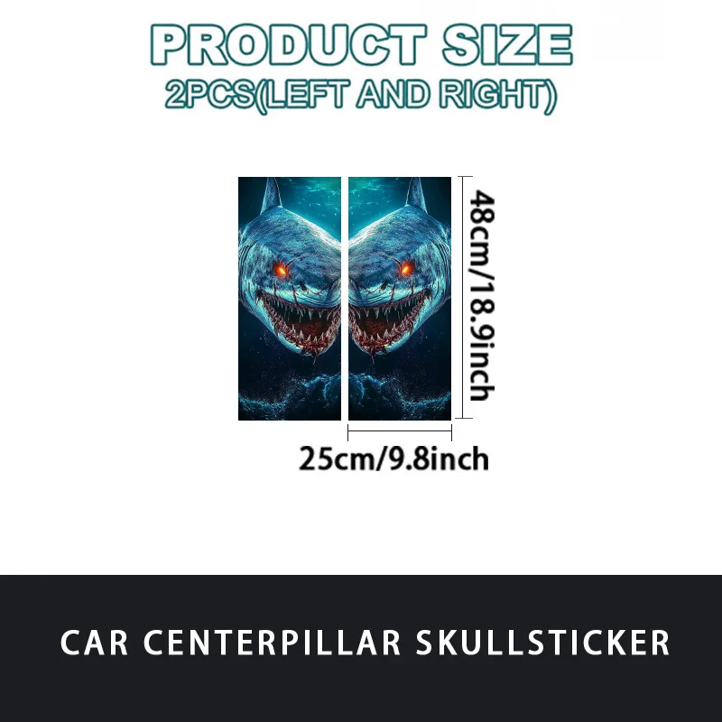 Two red-eyed whale sharks swimming in the sea, waterproof self-adhesive car sticker, suitable for vehicle B-pillar, suitable