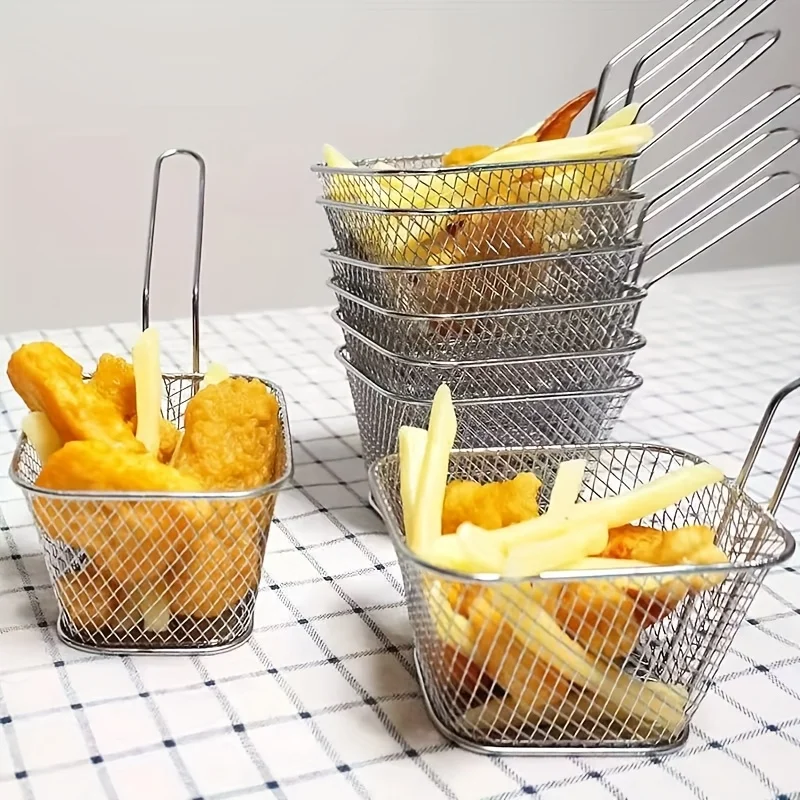 Set of 5 Frying Baskets, Stainless Steel French Fry Baskets, and Chicken Nugget Baskets—perfect for Draining Food  Restaurants