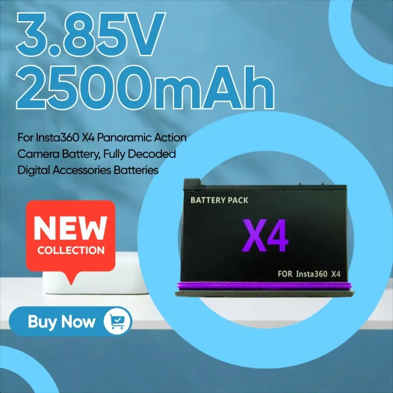 

3.85V 2500mAh For Insta360 X4 Panoramic Action Camera Battery, Fully Decoded Digital Accessories Batteries