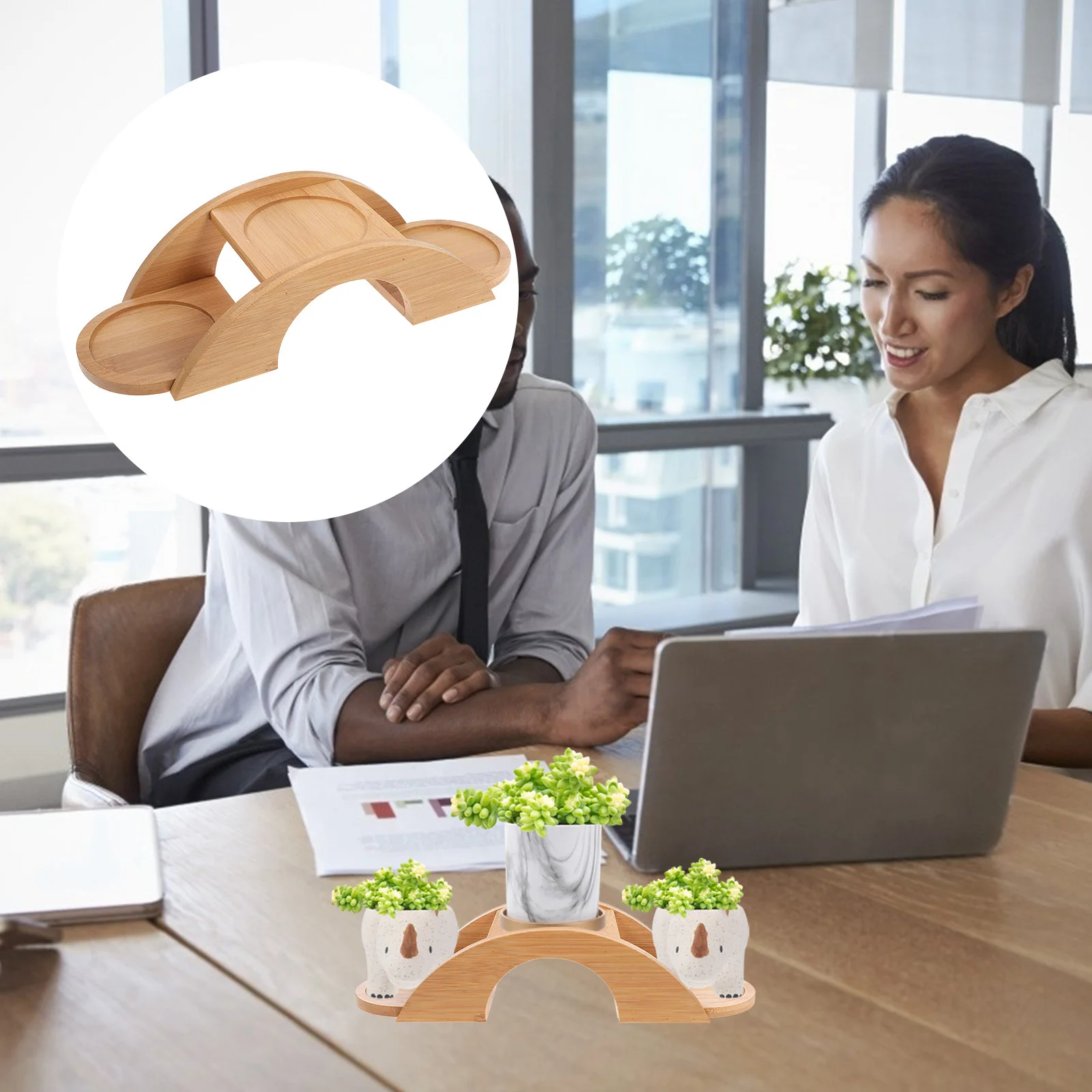 

Wooden Succulent Potted Rack For Small Cacti Artificial Plants Decor Home Office Flower Stand Potted Plants Shelf Flower Pot