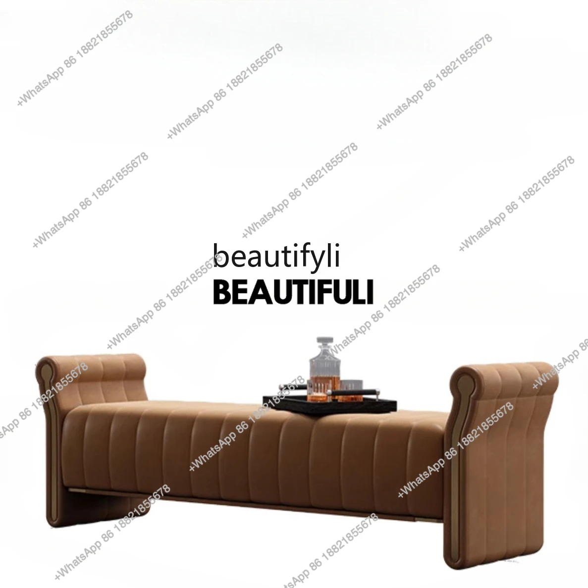 

Легкий роскошный кожаный табурет в итальянском стиле, большой табурет на плоской кровати для виллы