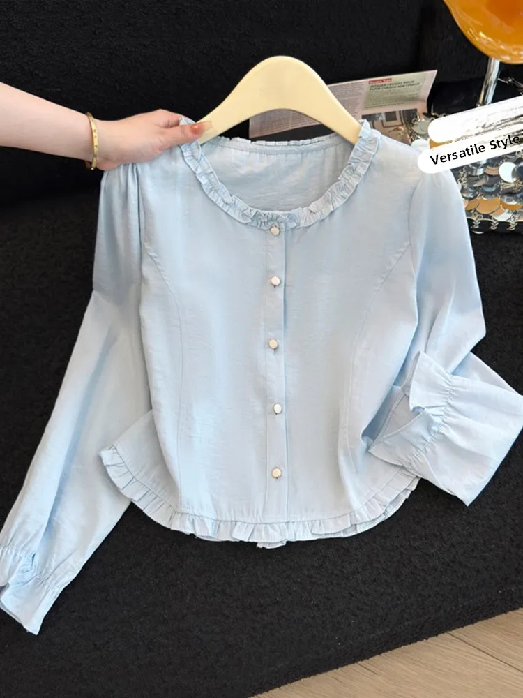 

Chao Level Recommendation Early Spring 2026 New Korean Sle Long Sve Women's irt Design Sensation Youthful Trendy Top