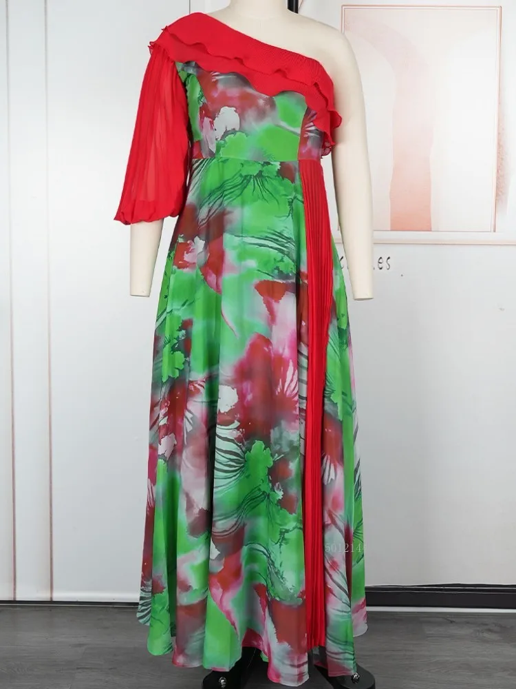 

African Dresses For Women Elegant Wedding Muslim Fashion Abayas Dashiki Robe Kaftan One Shoulder Long Maxi Dress Turkish Africa