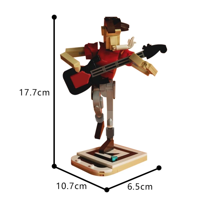 MOC-Modelo de Blocos de Construção Guitarra, Música Clássica Jazz, Mini Figura, Swing Guitar, Action Figure, Brinquedo de Tijolo Montado, Presente DIY