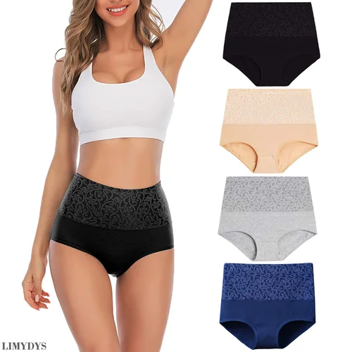 Imagen 1 del producto Ropa interior de algodón para mujer, lencería de cintura alta para mujer, bragas con Control de barriga, recuperación de sección C, calzoncillos de talla grande XXXXL