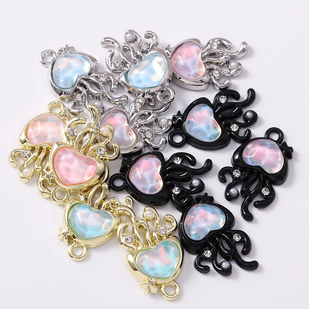 

5pcs Cute Crystal CZ Jellyfish Charms Pendants for Jewelry Making Necklace Earrings Bracelet DIY Handmade Accessories