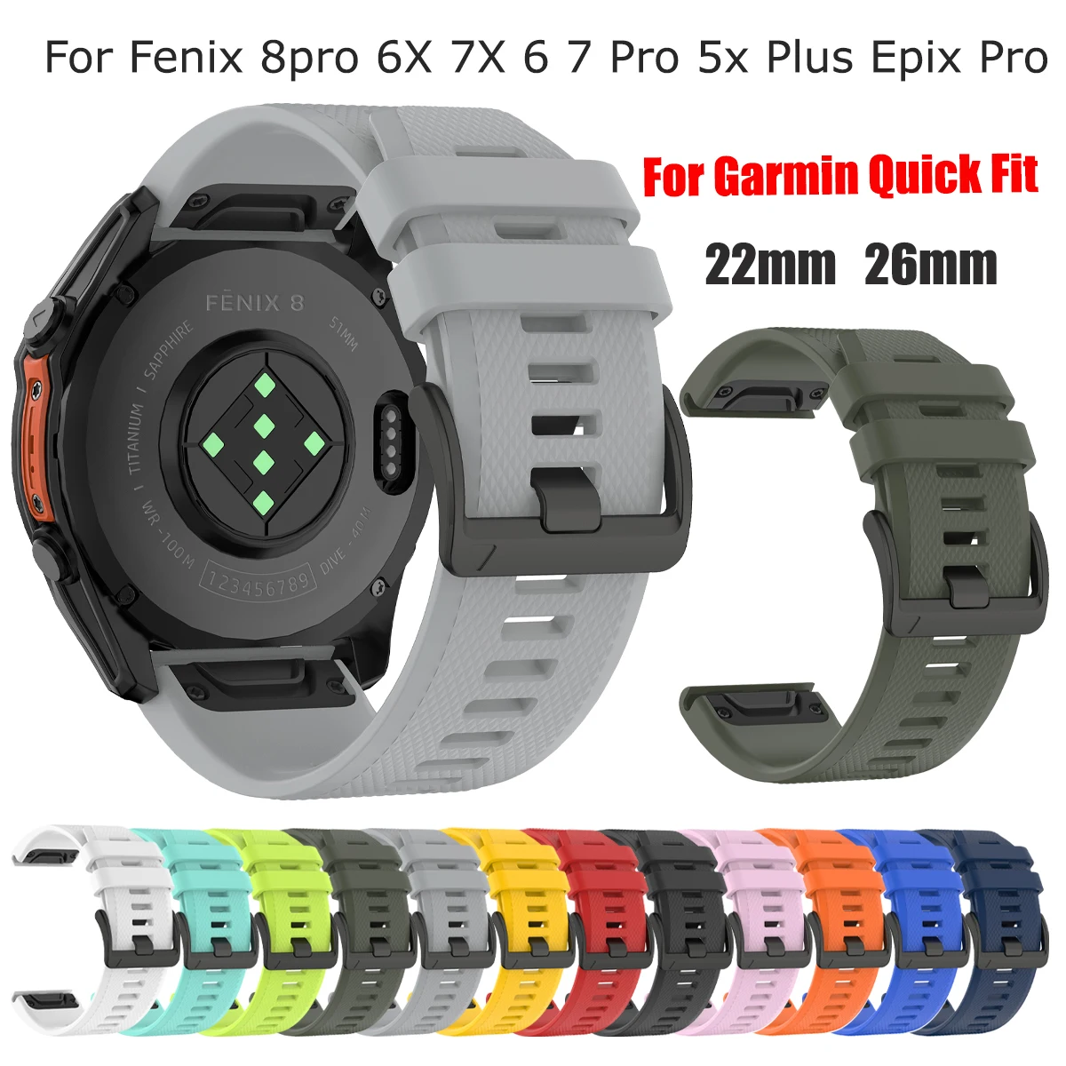 Strap for Garmin Fenix 5 5X Plus 22mm 26mm QuickFit Watchband for Fenix 6X 7X 6 7 Pro Fenix 8pro Epix Pro Tactix 8 Watch Correa