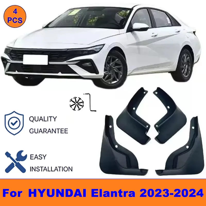 

4Pcs Mud Flaps For HYUNDAI Elantra 2023-2024 - Splash Guards Front&Rear Wheel Fender Mudguards Car Exterior Protection Parts