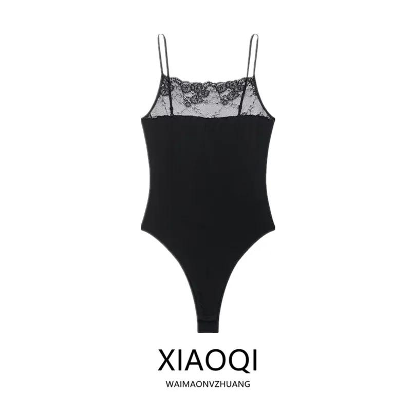New Women's Lace One-Piece Summer Commute High Waist Short Pants 71%-80% Fabric Content Sleeveless Square Collar Gown