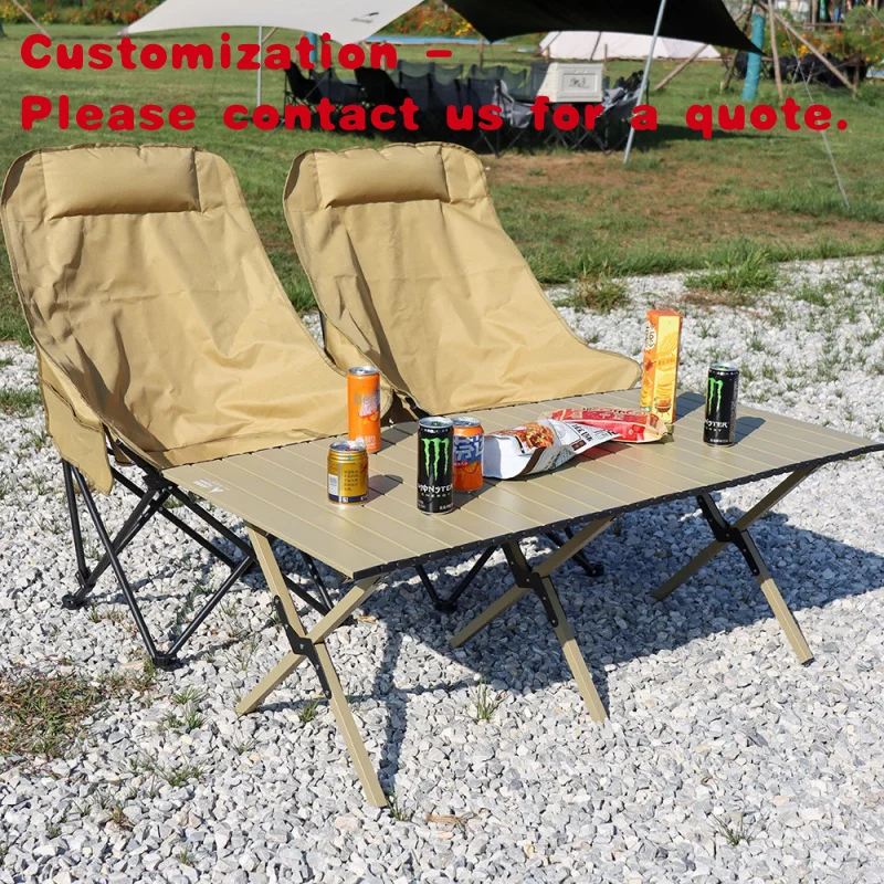 

custom.Ruida High Back Reclining Moon Chair Solid Wood Modern Portable Metal Folding Table Chair Set Outdoor Garden Camping Use