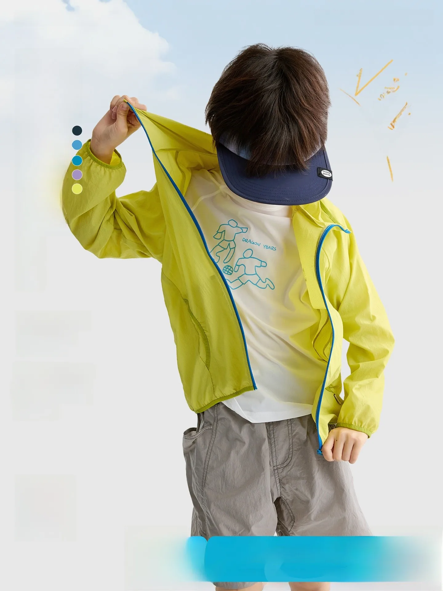 

Purrfect Diary Kids Lightweight Sun Protection Jacket Summer Hat-On Top for Boys And Girls Outdoor Clothing UV Protection