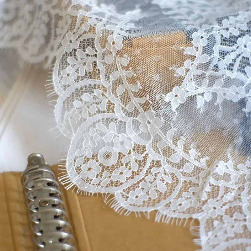 (3meters/lot) White Eyelash lace fabric Sewing Garment Ribbon Wedding Dress Curtain Material White Eyelash lace