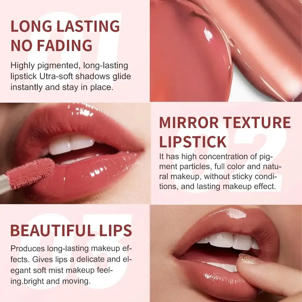 Long Lasting Waterproof Lip Gloss High Shine Smudge Proof Hydrating Raspberry Flavor Colorfast Lip Glaze Extended Wear