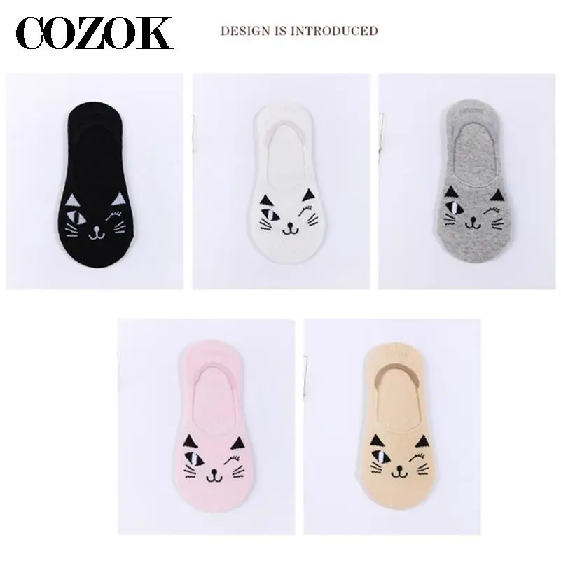 3 pary kobiet głęboki dekolt łódź skarpetki bawełna oddychająca miękka kot kreskówkowy Kawaii dziewczyna pani niewidzialna skarpetka kapcie lato moda Sox — zdjęcie 7